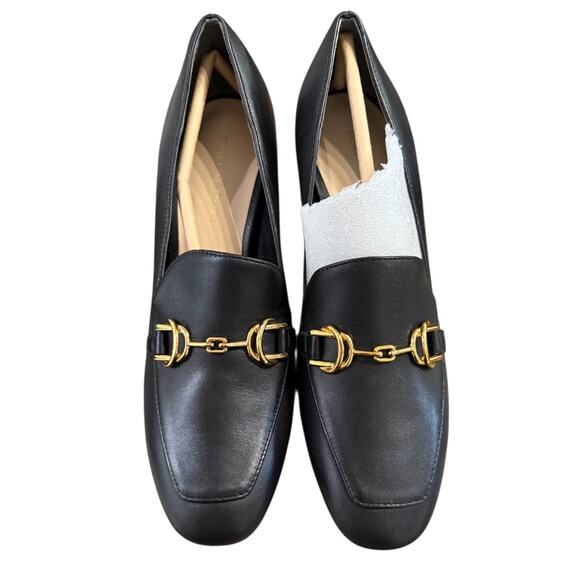 NEW- NWOT Stuart Weitzman Black Leather Loafer Heels Size 6.5B - Picture 3 of 9